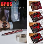 JUSOU 6PCS Set Watch+Pen+Belt+Key Chain+Wallet +Sunglasses