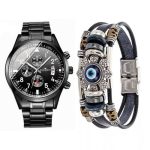 Fngeen Luxury Unisex Bracelet Date Wristwatch With Bracelet- Black